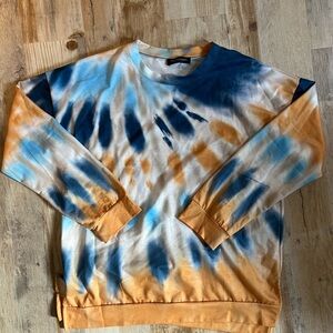 Vibrant Tie-Dye Long Sleeve Top in Blue and Orange